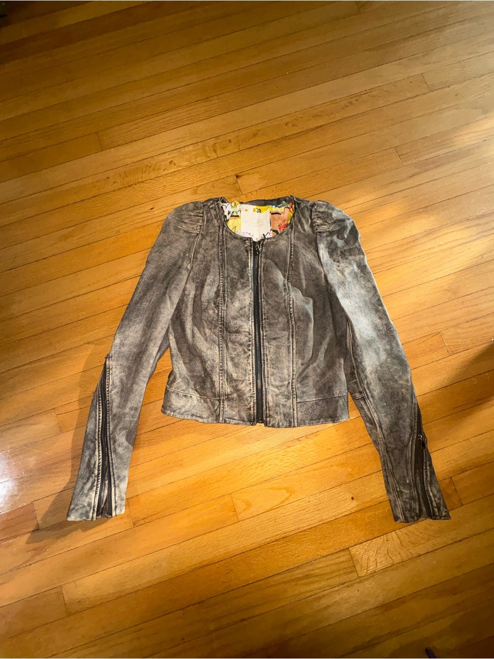 RACHEL Rachel Roy Washed Gray Bomber Jacket